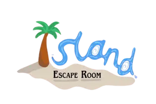 Beach and palm tree logo for the Island Escape Room